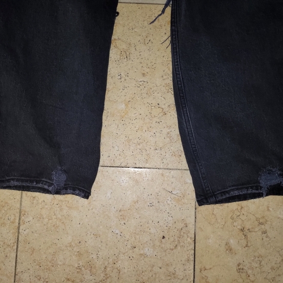 Abercrombie & Fitch 90s Straight Ultra High Rise jeans black distressed 34/18R - Picture 7 of 11